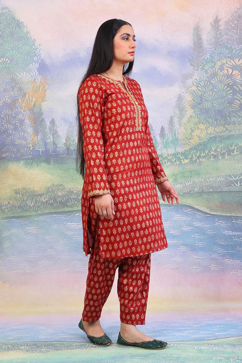 Generation - Sunehri Shalwar Kameez - Maroon - 2 Piece