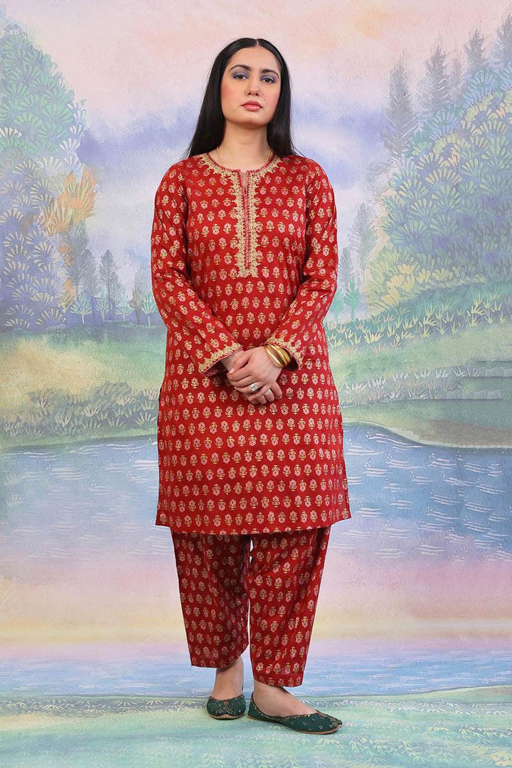 Generation - Sunehri Shalwar Kameez - Maroon - 2 Piece