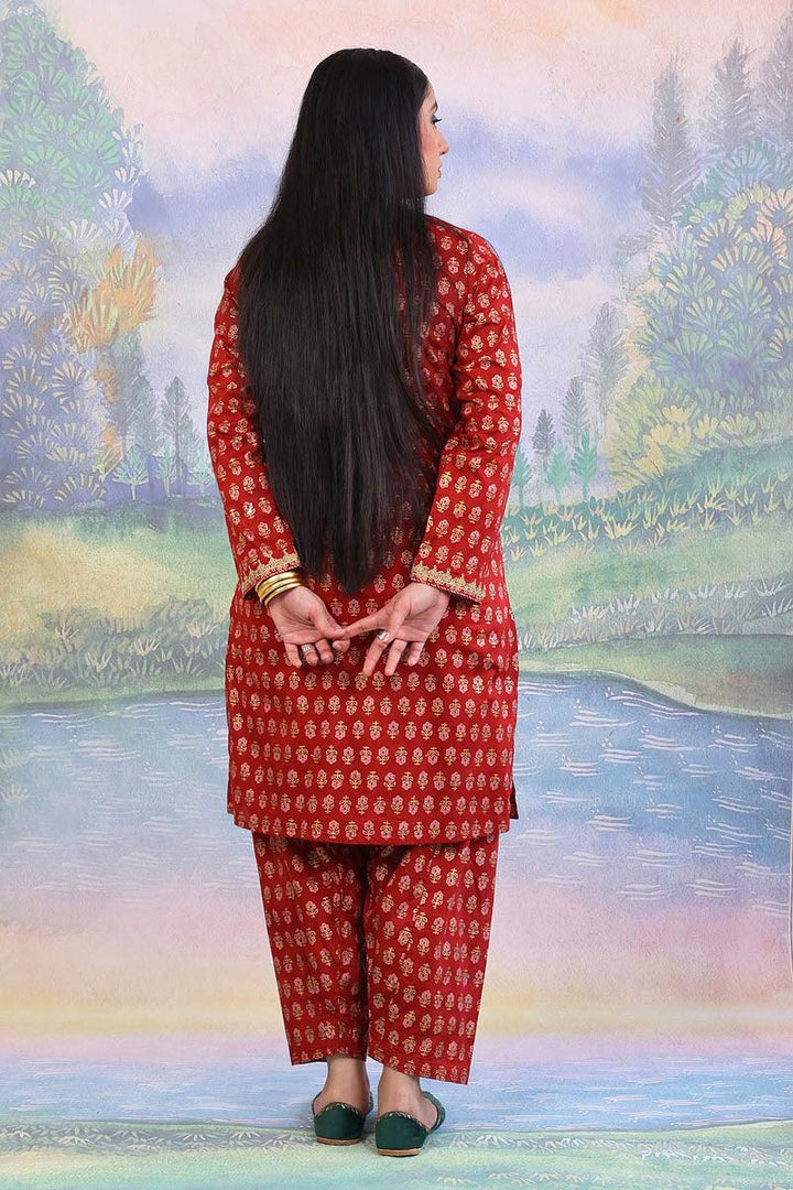 Generation - Sunehri Shalwar Kameez - Maroon - 2 Piece