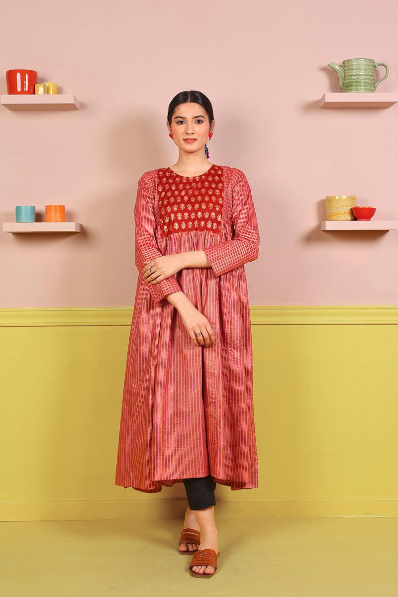 Generation - Sunehri Mukaish Dress - Maroon - 1 Piece