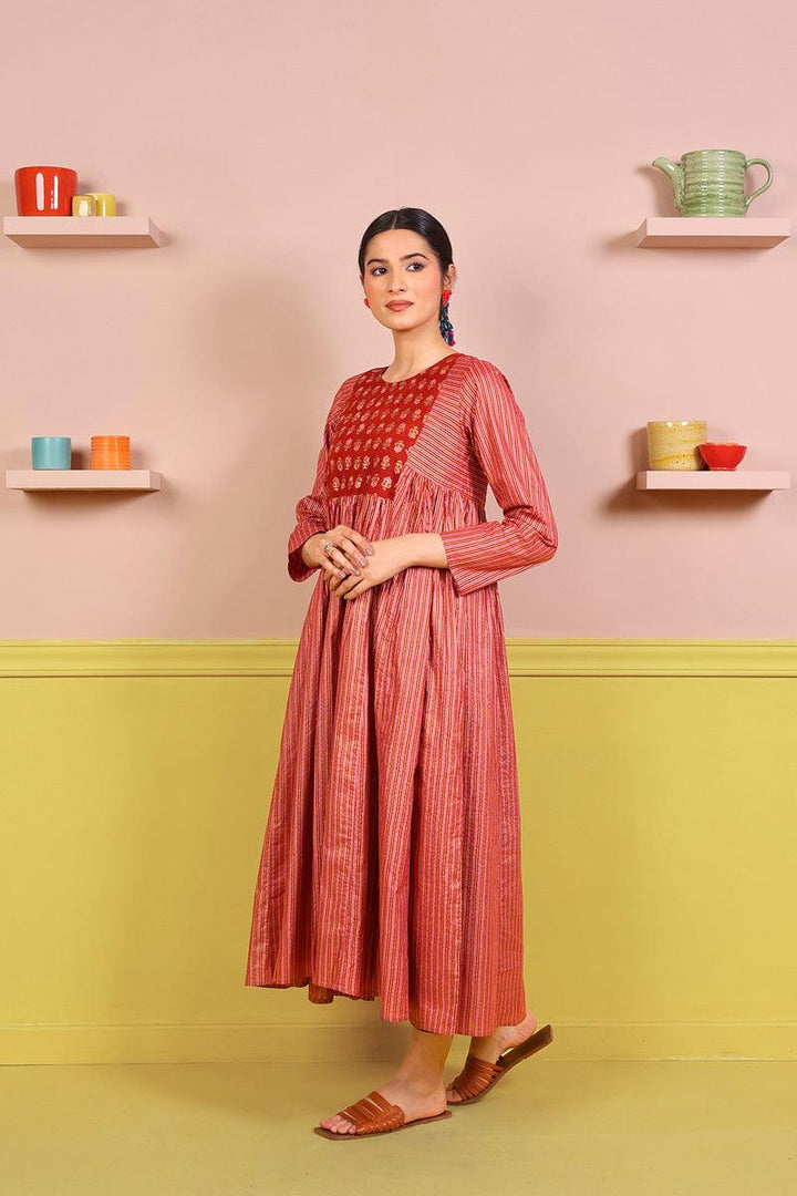 Generation - Sunehri Mukaish Dress - Maroon - 1 Piece