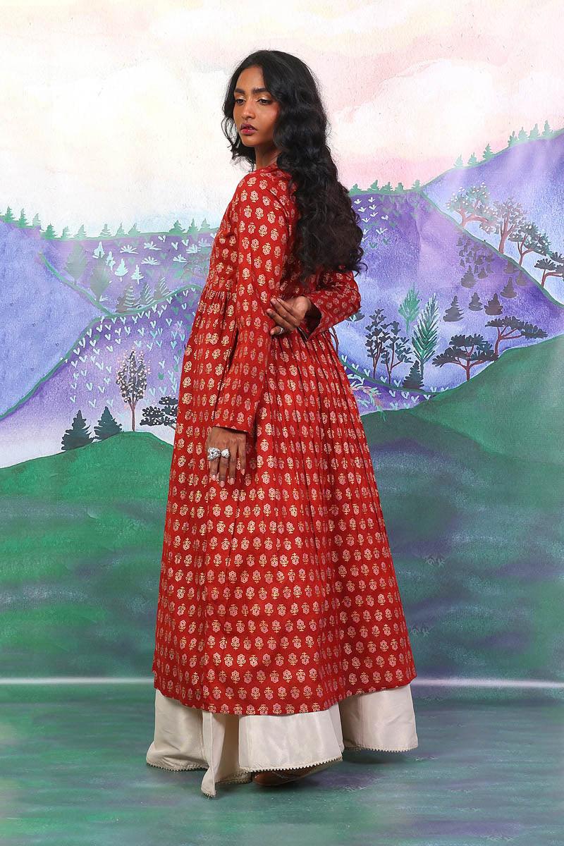 Generation - Sunehri Mukaish Dress - Maroon - 1 Piece