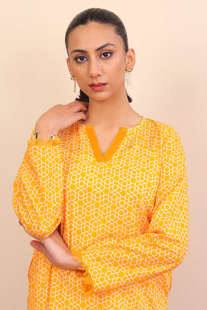 Generation - Geometric Frayed - Mango Yellow - Lawn - 1 Piece