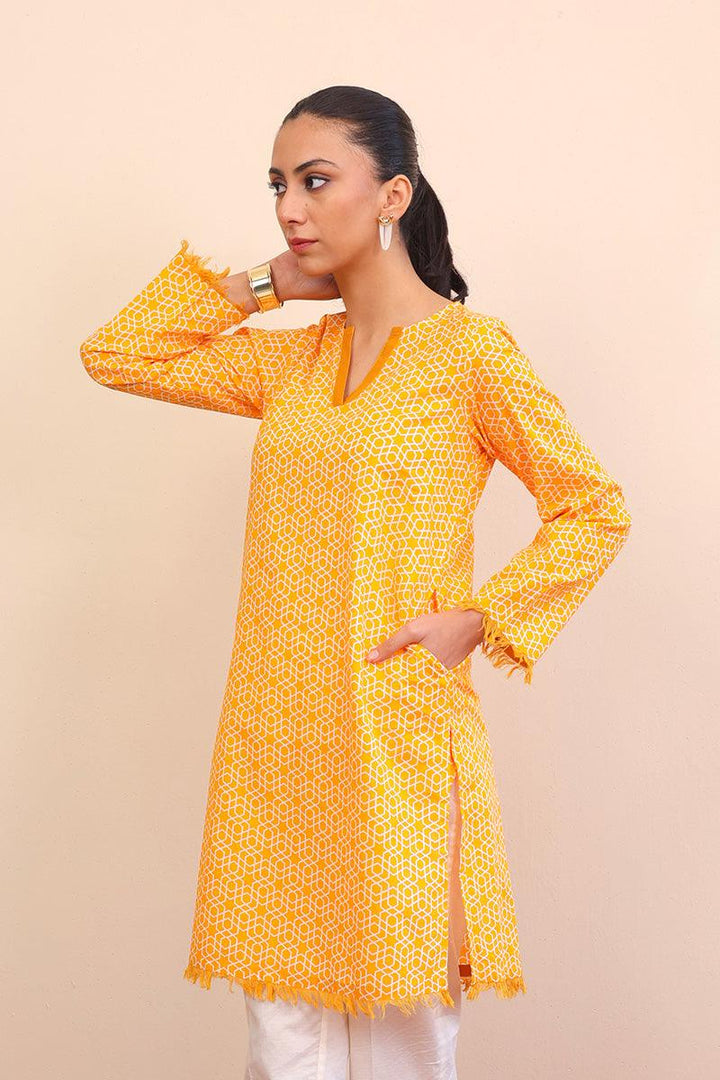 Generation - Geometric Frayed - Mango Yellow - Lawn - 1 Piece