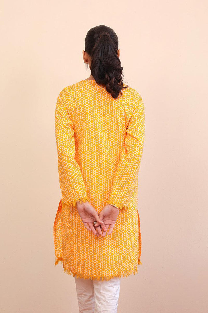 Generation - Geometric Frayed - Mango Yellow - Lawn - 1 Piece