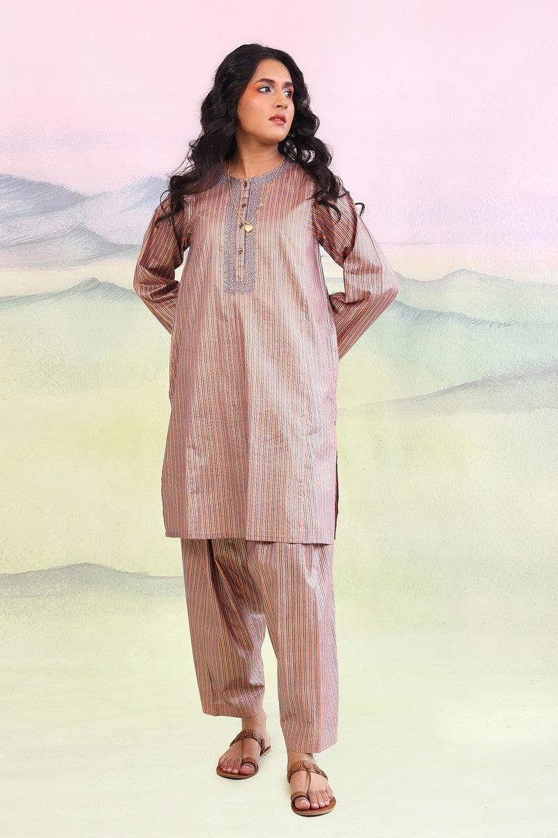 Generation - Sunehri Dori Embroidered Suit - Grey - 2 Piece