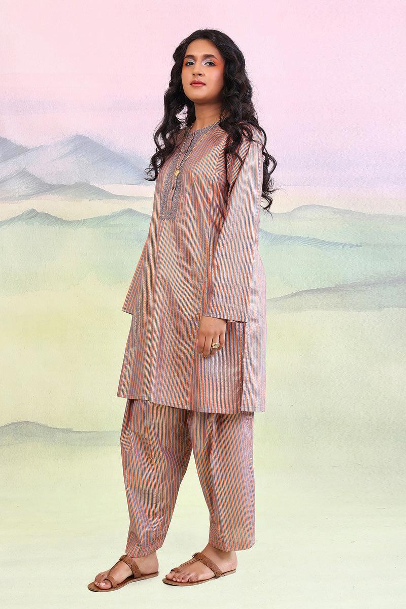 Generation - Sunehri Dori Embroidered Suit - Grey - 2 Piece