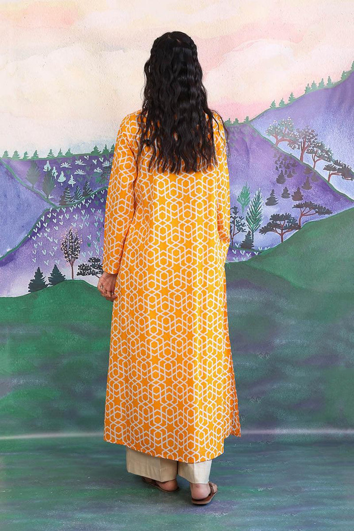 Generation - Geometric Shirt - 1 Piece - Mango Yellow - Lawn