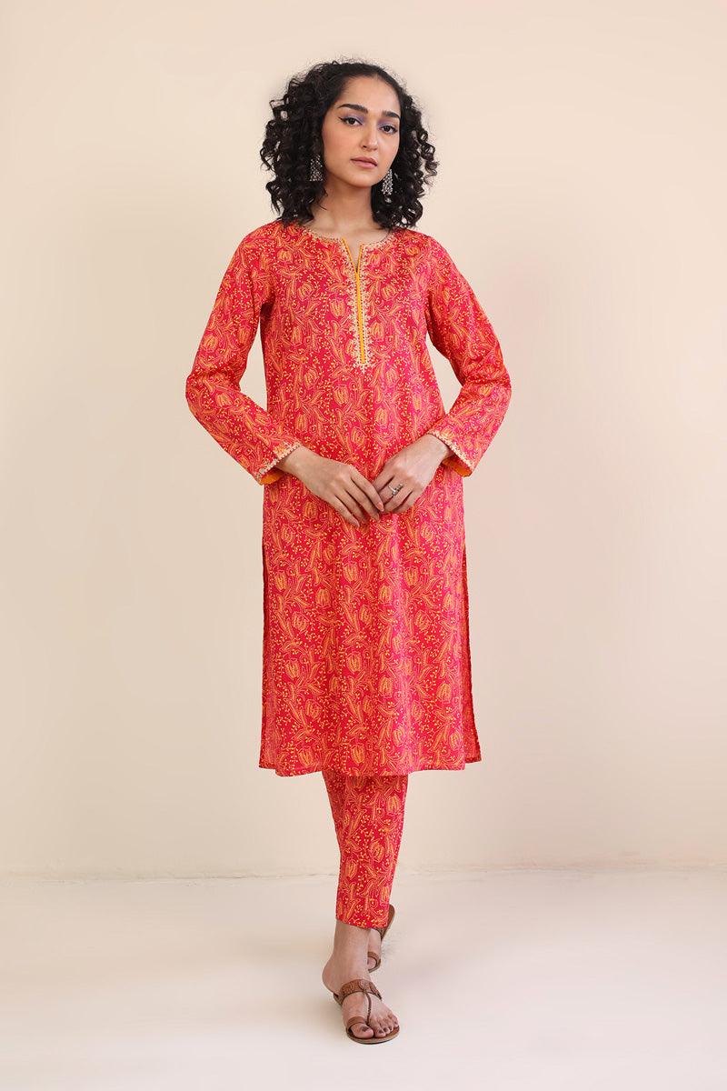 Generation - 2 Piece Tarkashi Set - Dark Pink  Lawn