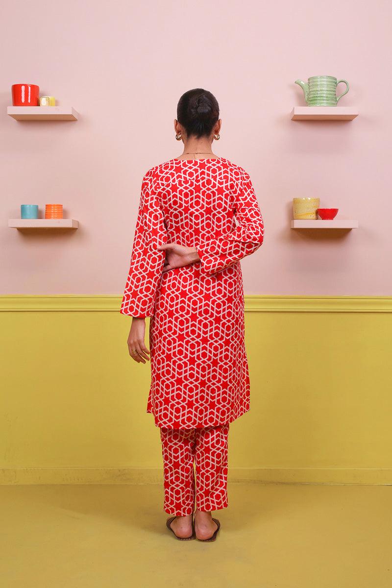Generation - 2-Piece Geometric Set - Red - Lawn