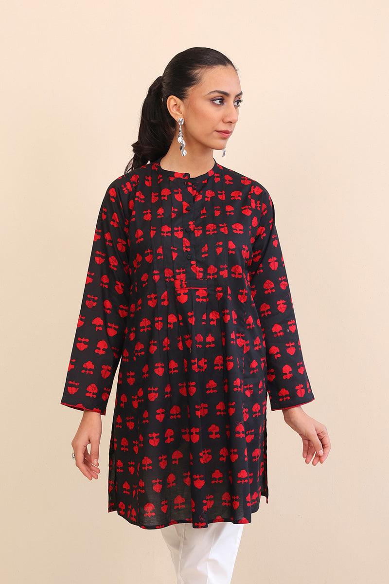 Generation - Mushrooms Kurta - Black - Lawn - 1 Piece