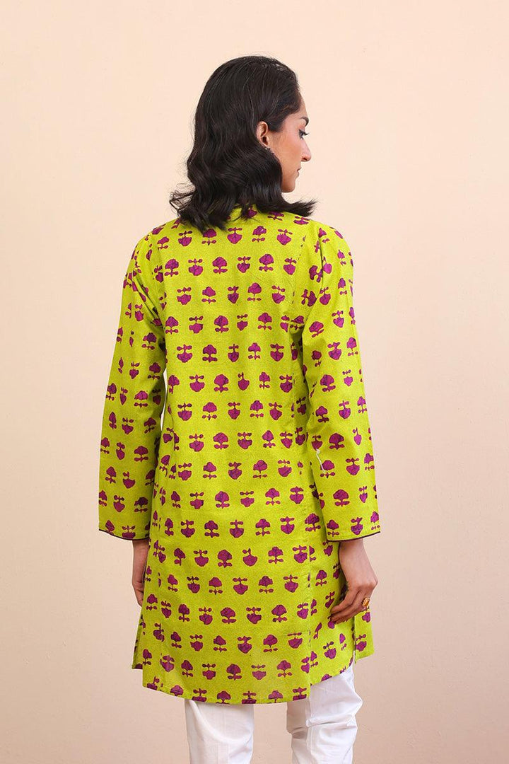 Generation - 1 Piece - Mushrooms Kurti - Parrot Green - Lawn