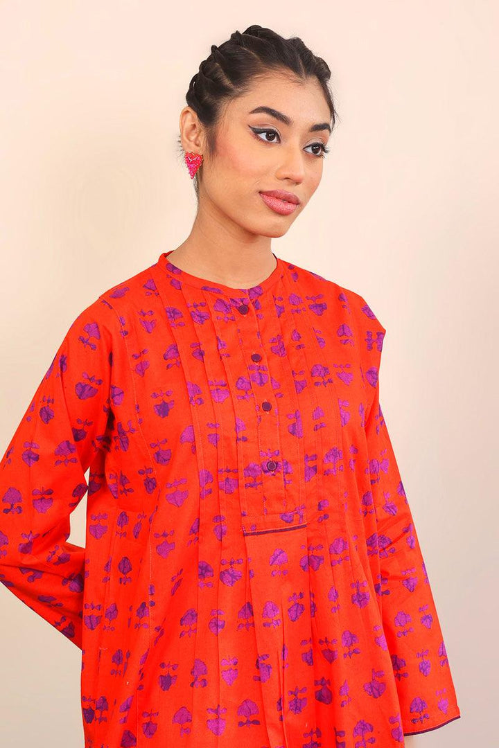 Generation - 1 Piece - Mushrooms Kurti - Red - Lawn