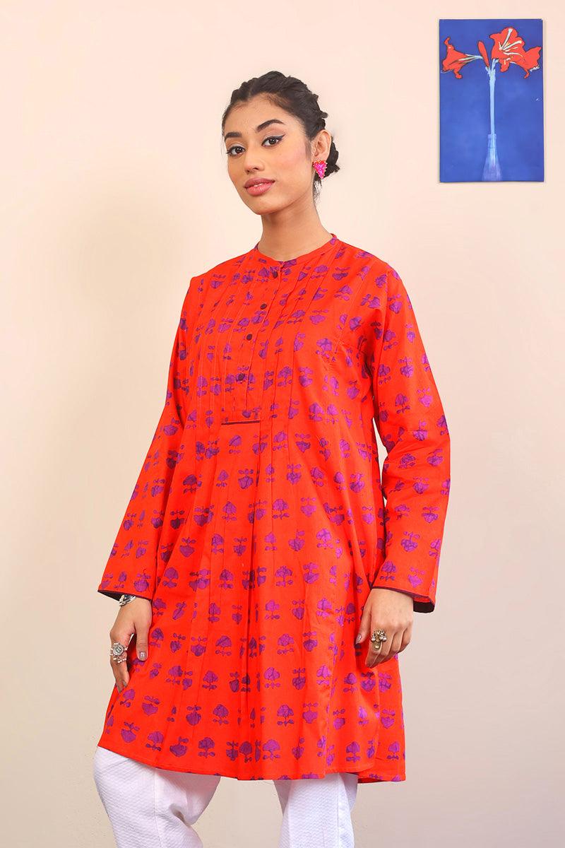 Generation - 1 Piece - Mushrooms Kurti - Red - Lawn