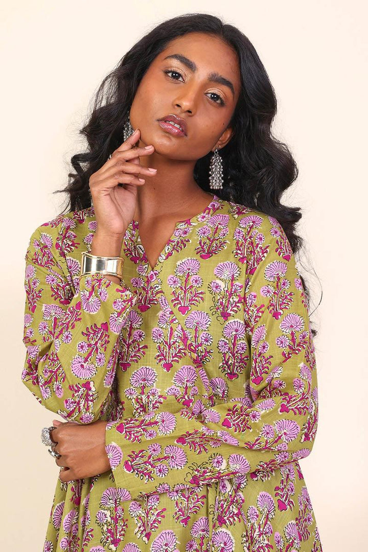 Generation - 2 Piece Pankhi Lehnga Set - Olive Green  Lawn