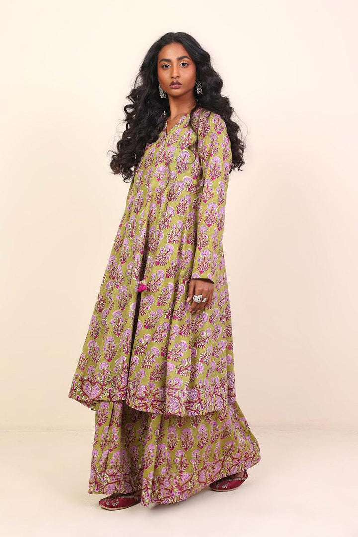 Generation - 2 Piece Pankhi Lehnga Set - Olive Green  Lawn