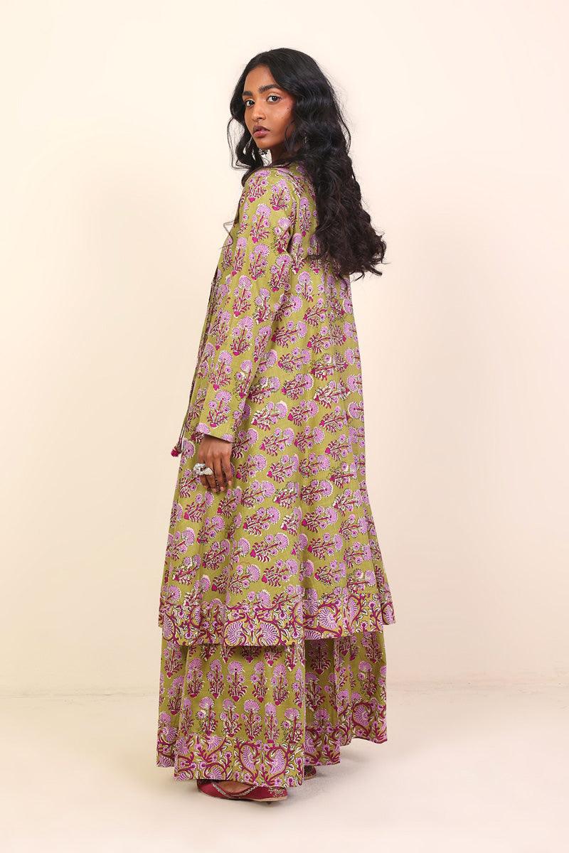 Generation - 2 Piece Pankhi Lehnga Set - Olive Green  Lawn