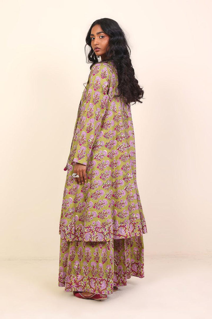 Generation - 2 Piece Pankhi Lehnga Set - Olive Green  Lawn
