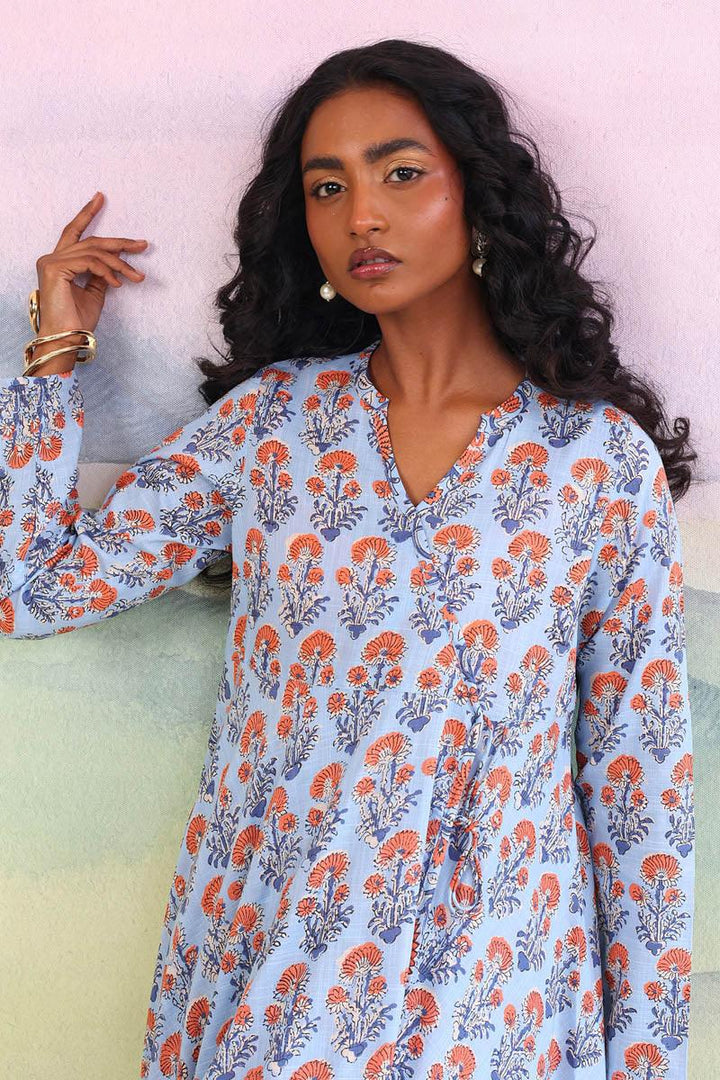 Generation - 2 Piece Pankhi Lehnga Set - Sky Blue  Lawn