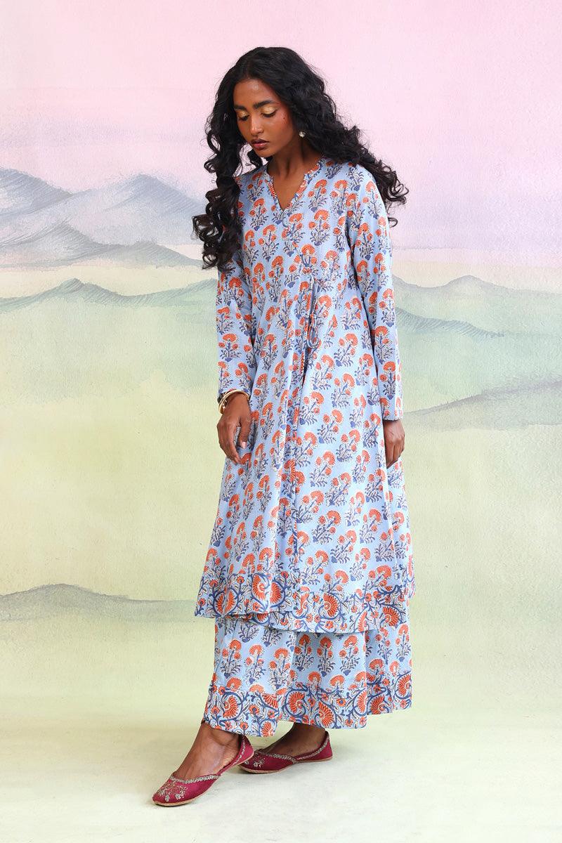 Generation - 2 Piece Pankhi Lehnga Set - Sky Blue  Lawn