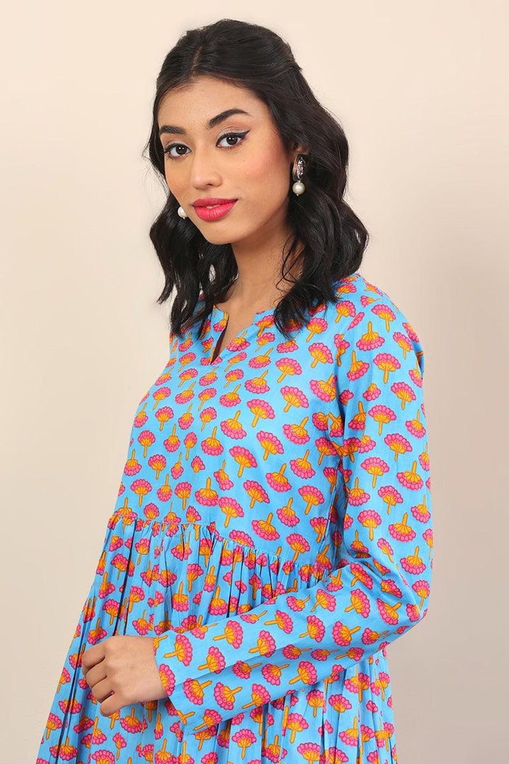 Generation - Kapaas Printed Tiered Dress - Sky Blue - Lawn - 1 Piece