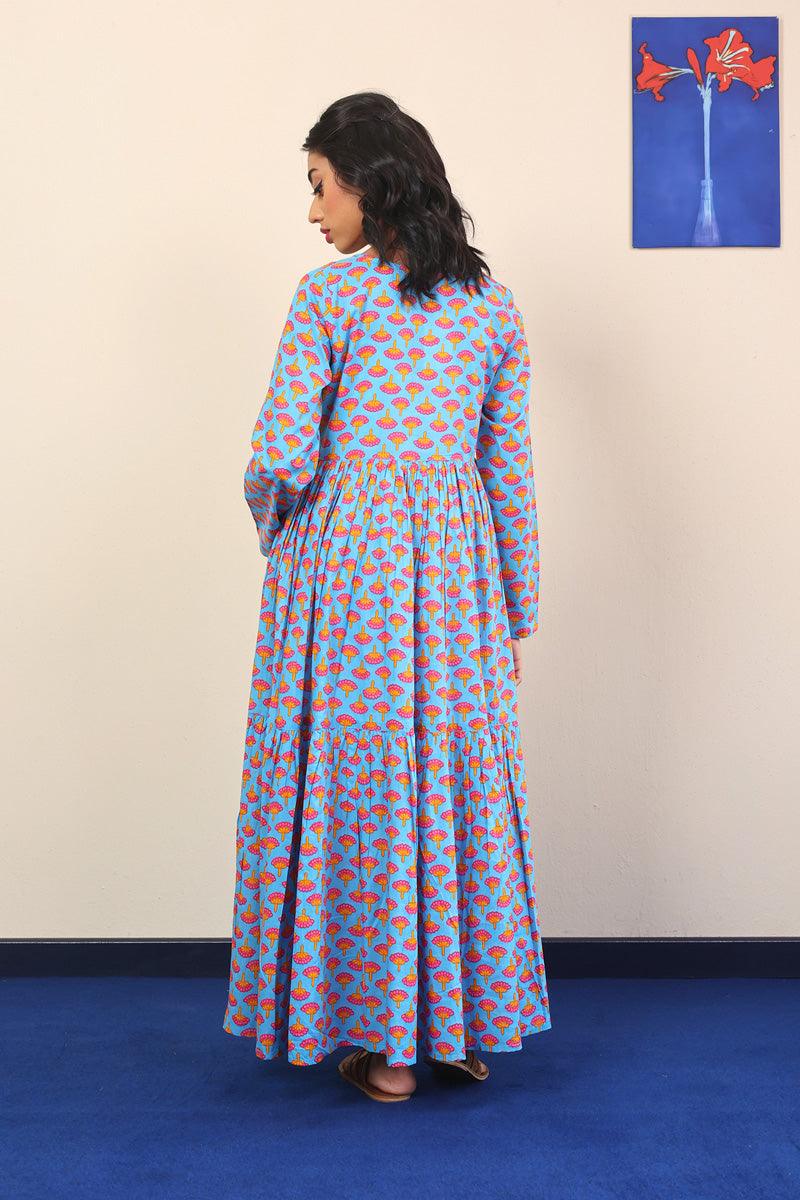 Generation - Kapaas Printed Tiered Dress - Sky Blue - Lawn - 1 Piece