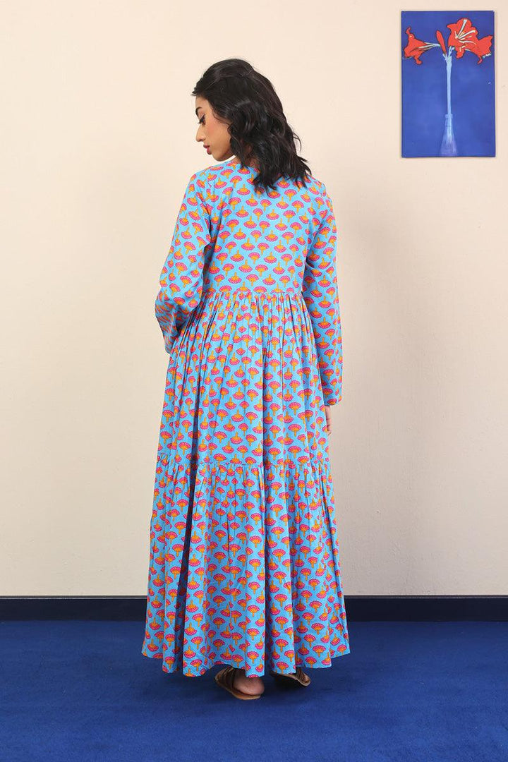 Generation - Kapaas Printed Tiered Dress - Sky Blue - Lawn - 1 Piece