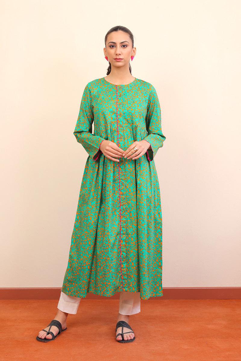 Generation - 1 Piece - Gulab Printed Dress - Mango Yellow - Lawn