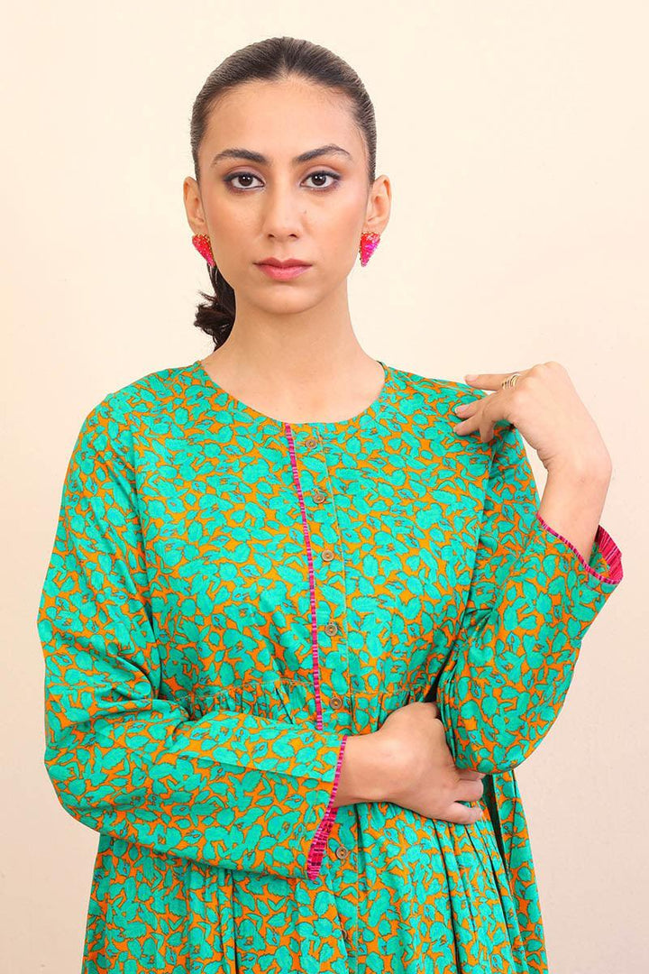 Generation - 1 Piece - Gulab Printed Dress - Mango Yellow - Lawn