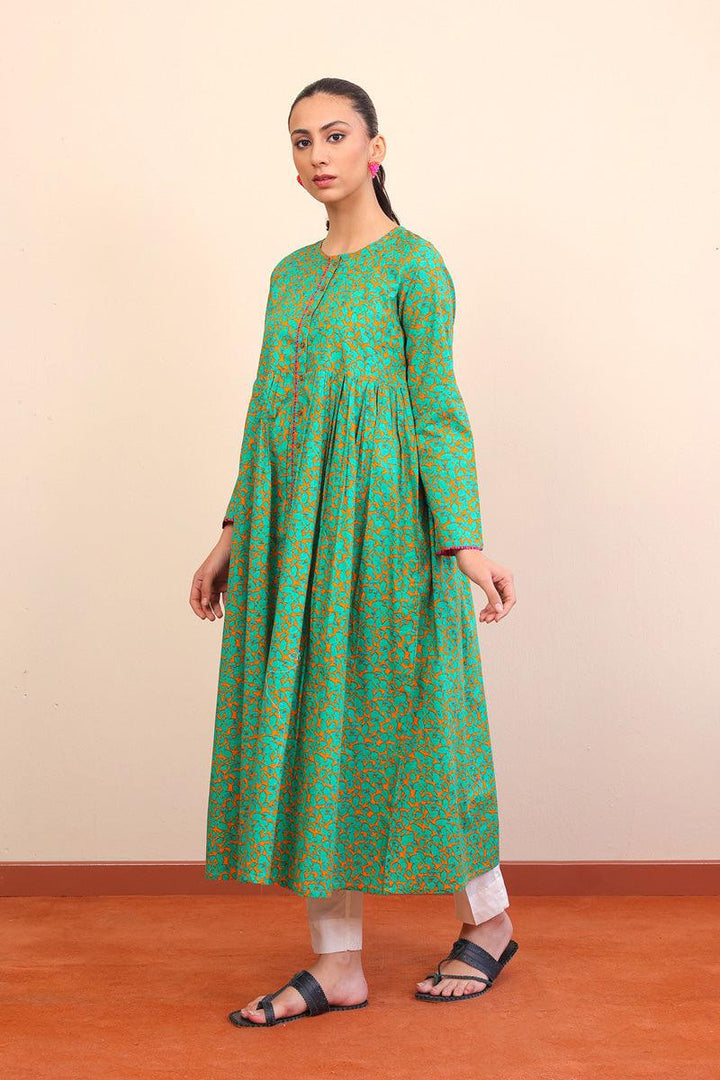 Generation - 1 Piece - Gulab Printed Dress - Mango Yellow - Lawn