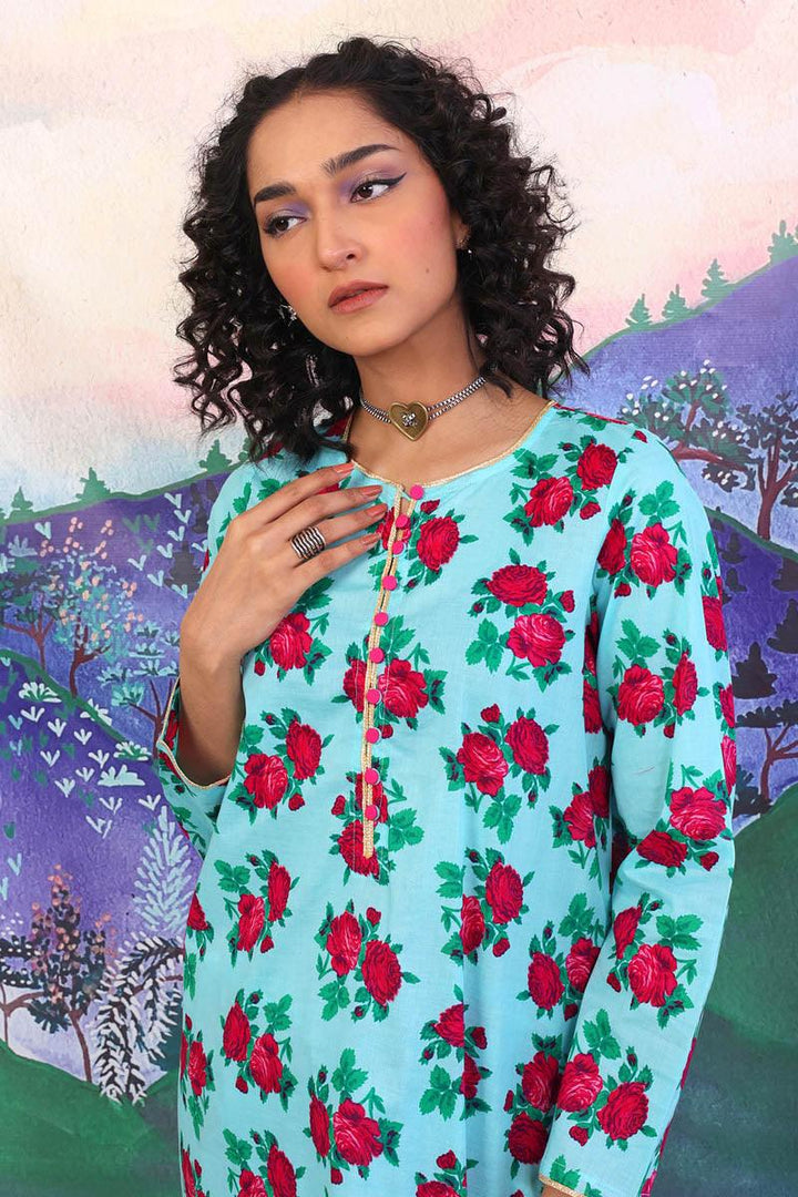 Generation - 2 Piece - Gulab Gharara Set - Sky Blue - Lawn