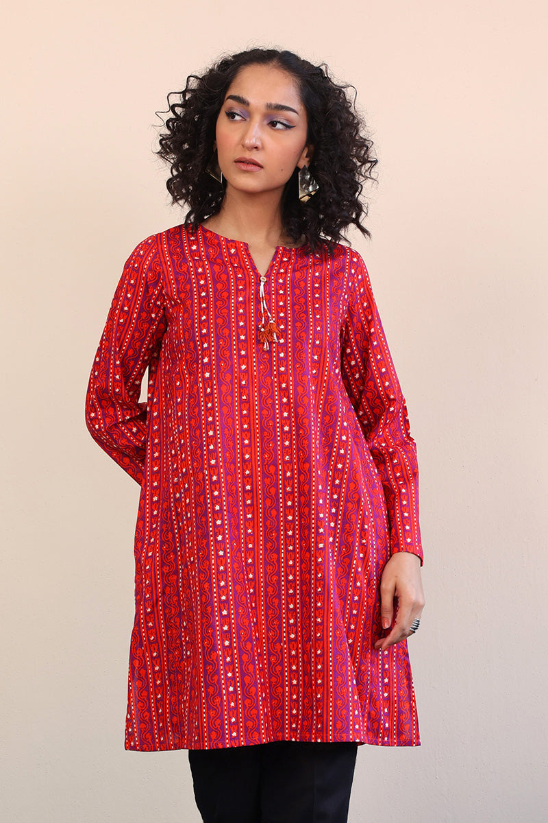 Generation - Mushrooms Kurta - 1 Piece - Red - Lawn