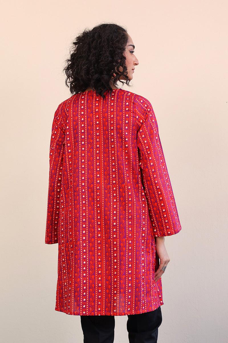 Generation - Mushrooms Kurta - 1 Piece - Red - Lawn