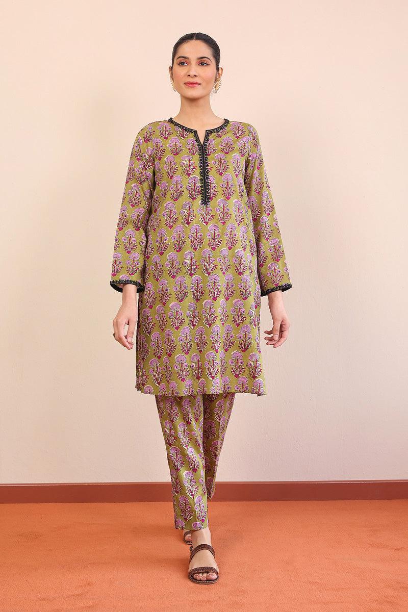 Generation - 2 Piece Pankhi - Olive Green  Lawn