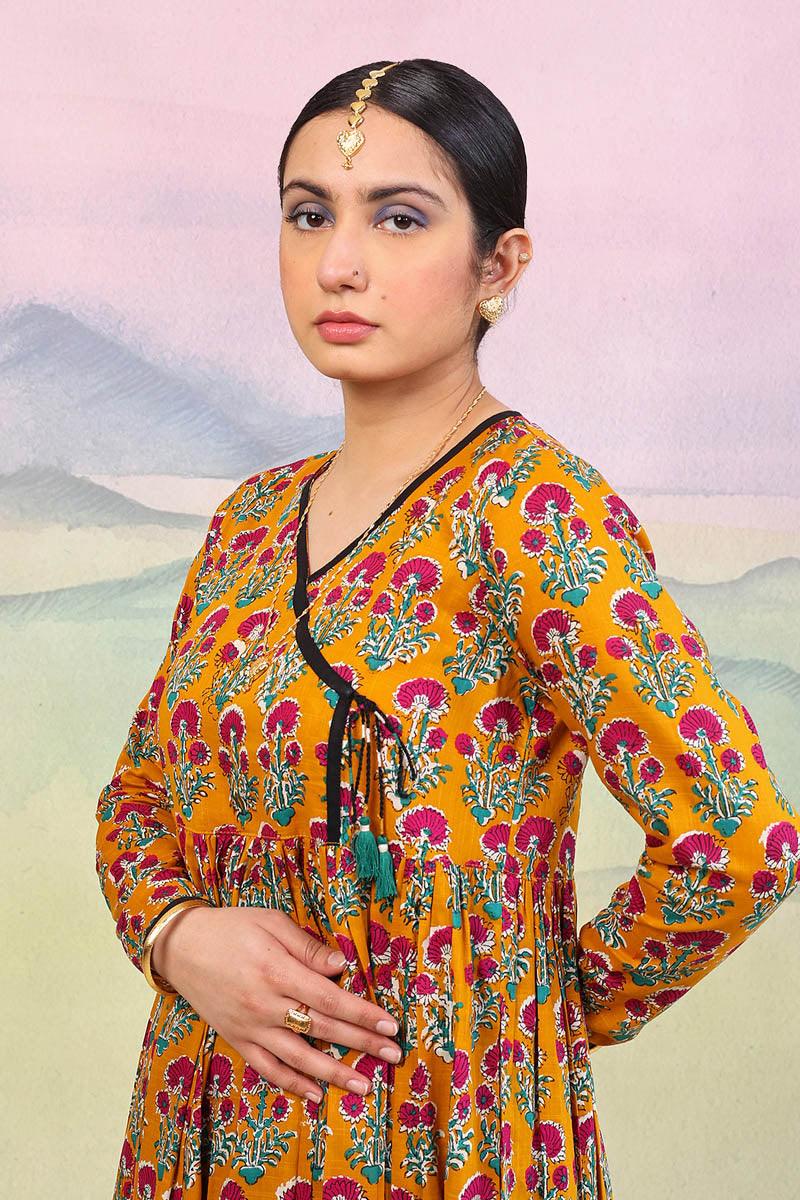 Generation - Pankhi Darbaar Dress - 1 Piece - Mustard - Lawn