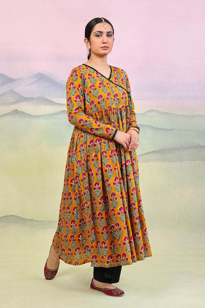 Generation - Pankhi Darbaar Dress - 1 Piece - Mustard - Lawn