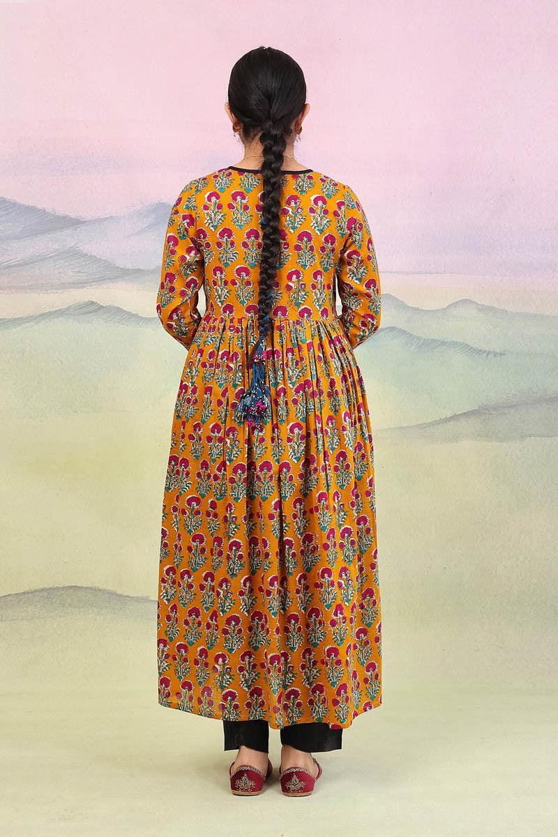 Generation - Pankhi Darbaar Dress - 1 Piece - Mustard - Lawn