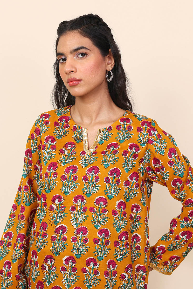Generation - 2 Piece - Pankhi Gharara Set - Mustard - Lawn