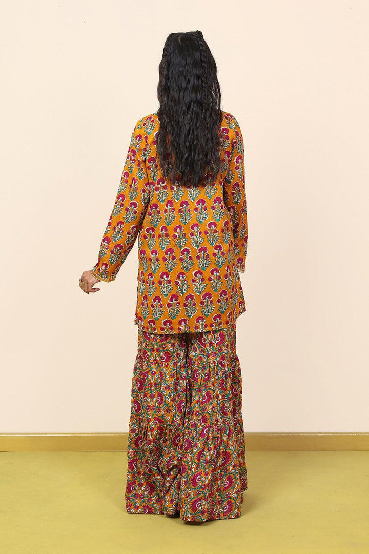 Generation - 2 Piece - Pankhi Gharara Set - Mustard - Lawn