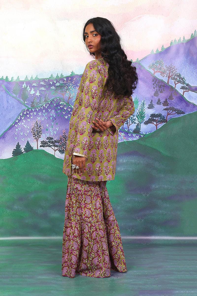 Generation - 2 Piece Pankhi - Olive Green  Lawn