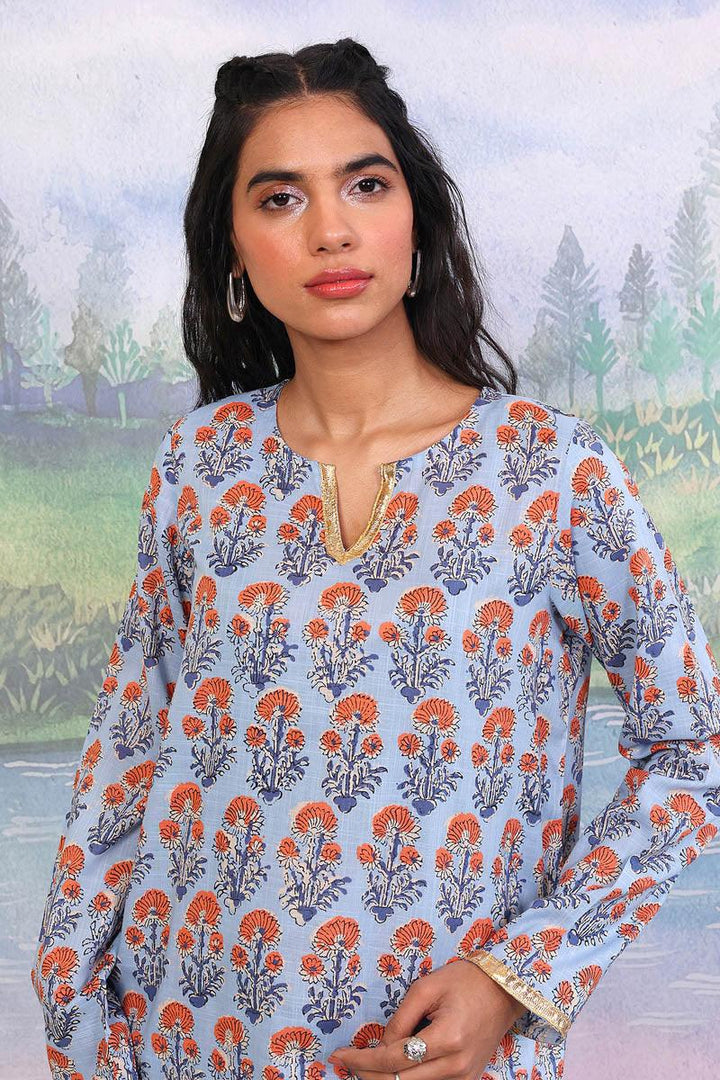 Generation - 2 Piece - Pankhi Gharara Set - Sky Blue - Lawn