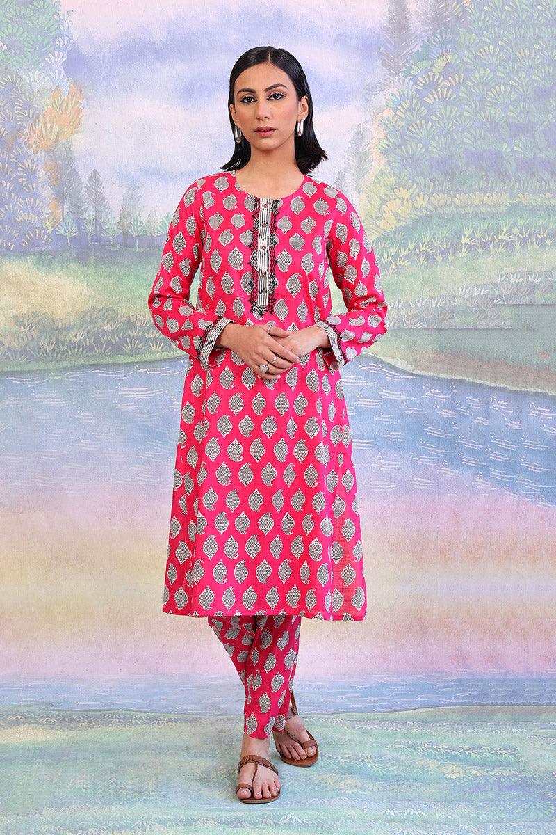 Generation - Paisley Block Matching Set - Pink - 2 Piece