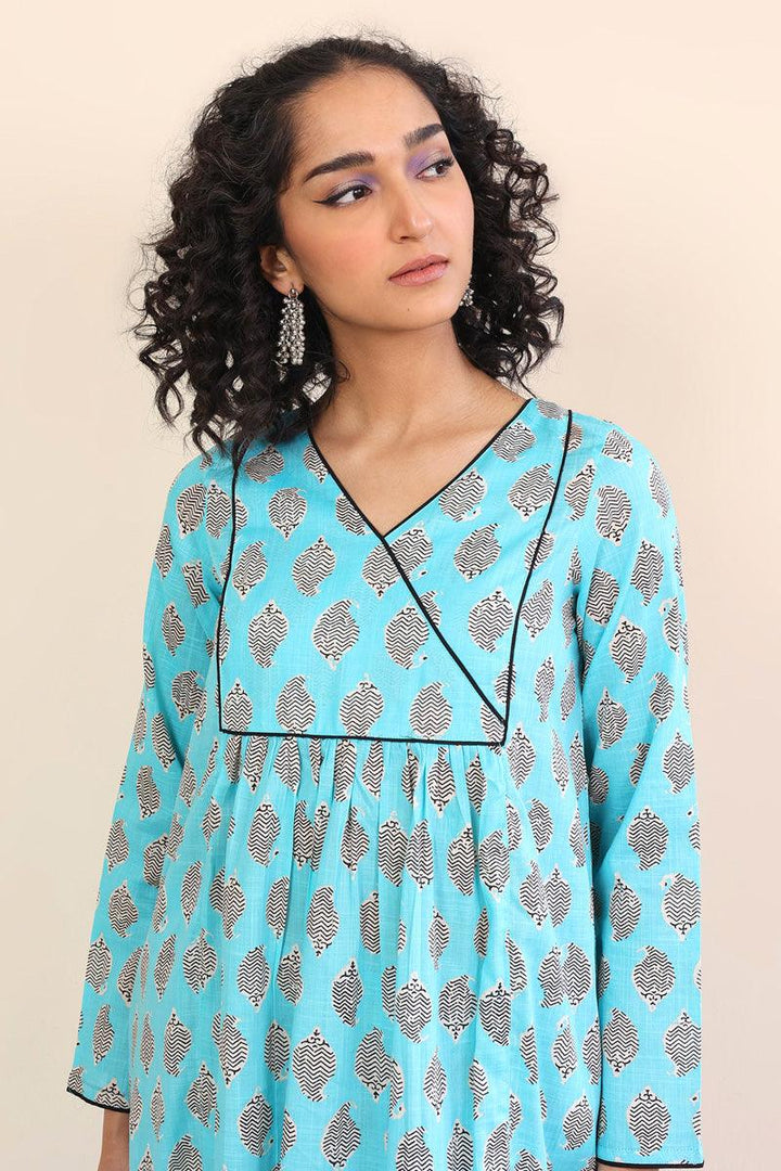 Generation - 2 Piece - Paisley Block Printed Shirt - Sky Blue - Lawn