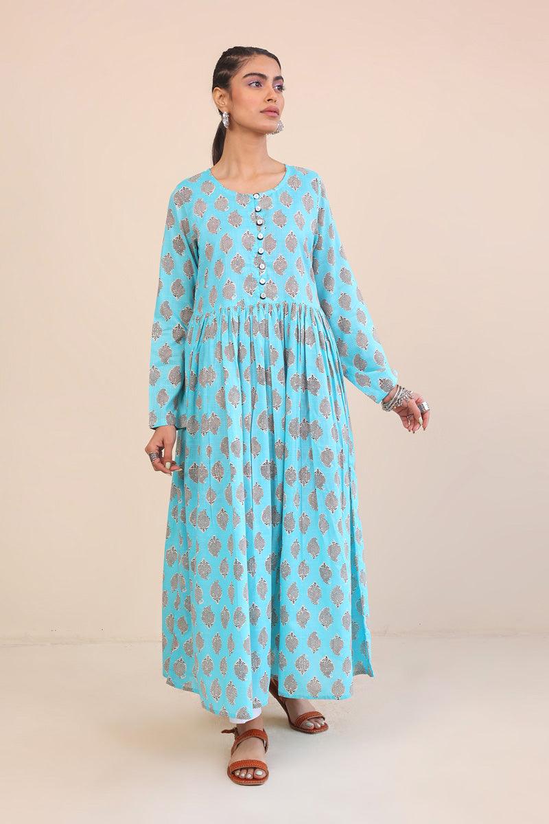 Generation - Paisley Block Dress - 1 Piece - Ferozi - Lawn