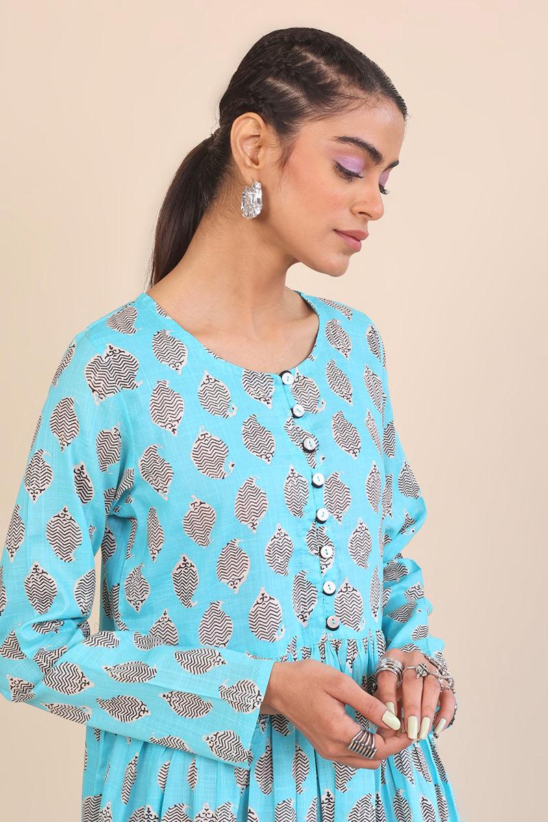 Generation - Paisley Block Dress - 1 Piece - Ferozi - Lawn