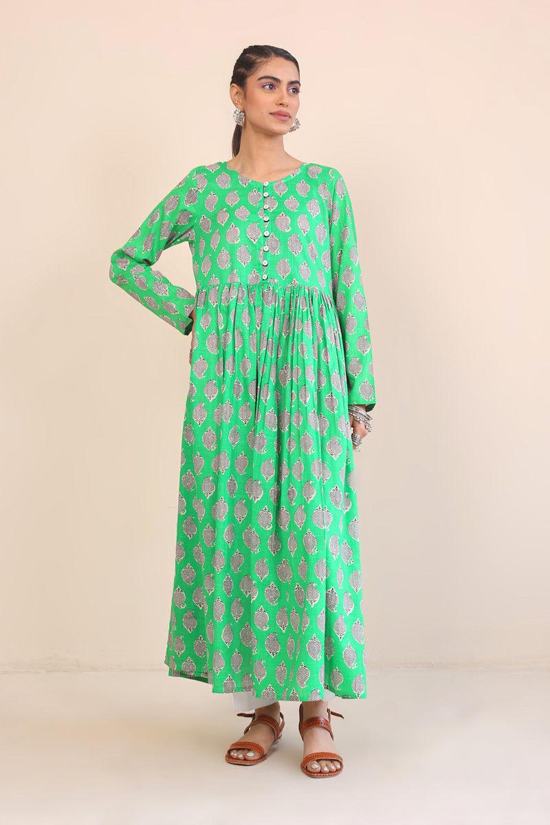 Generation - Paisley Block Dress - 1 Piece - Green - Lawn