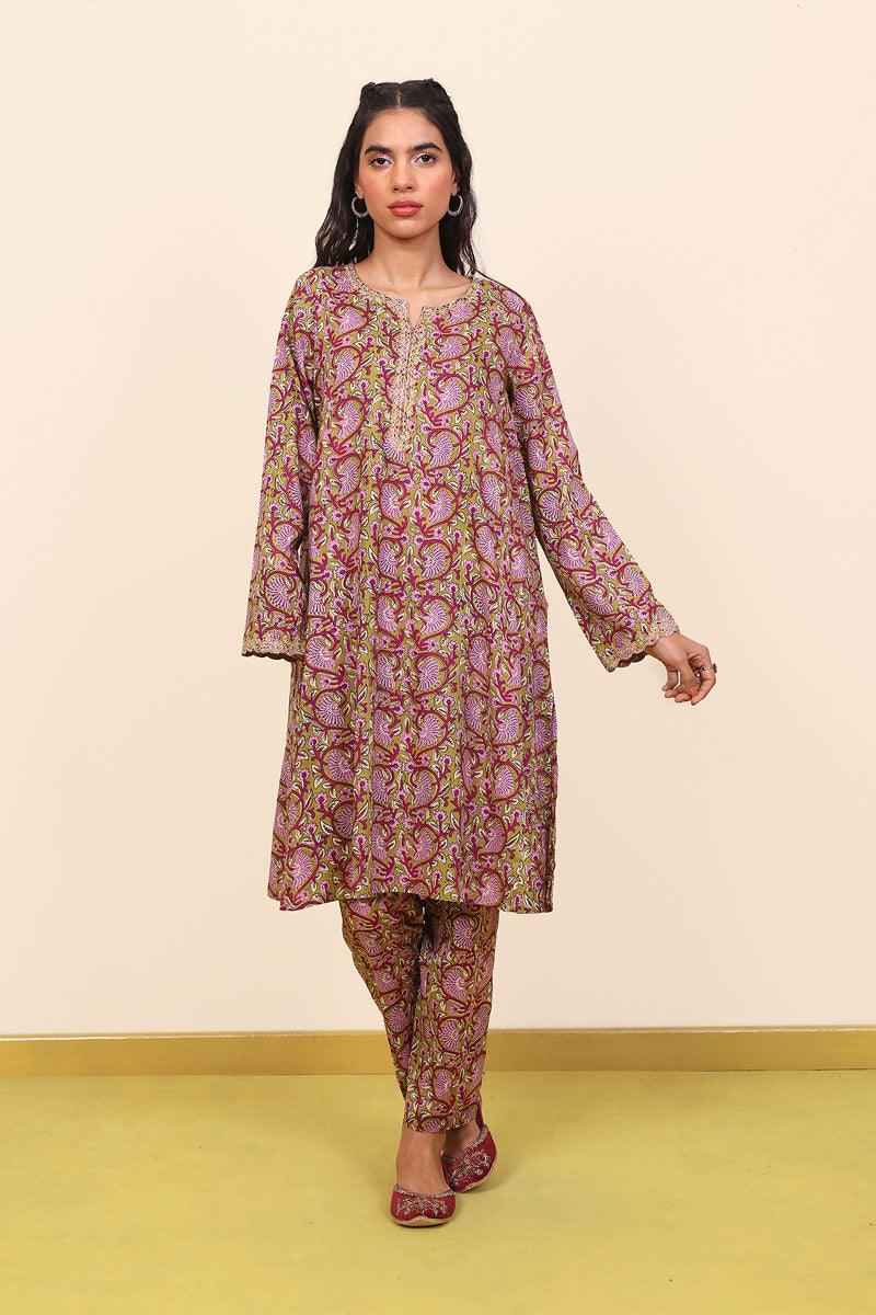 Generation - 2 Piece - Pankhi Set - Olive Green - Lawn