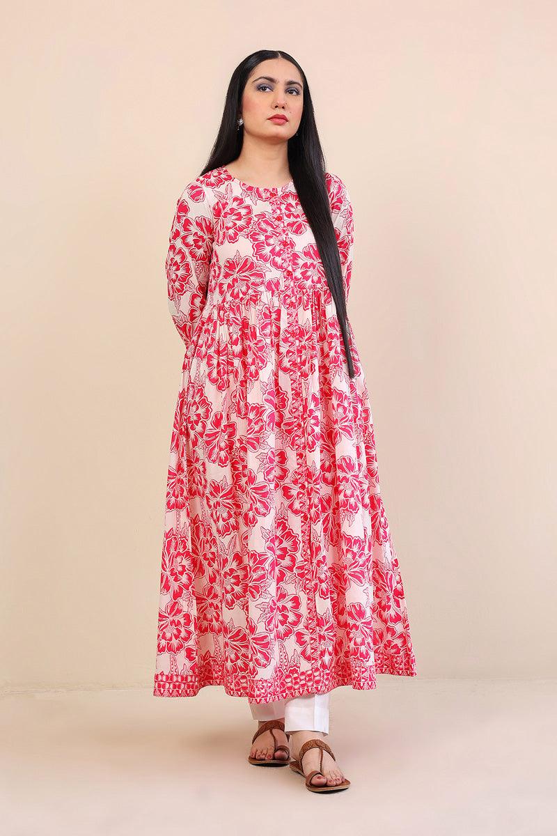 Generation - Linocut Dress - 1 Piece - Pink - Lawn