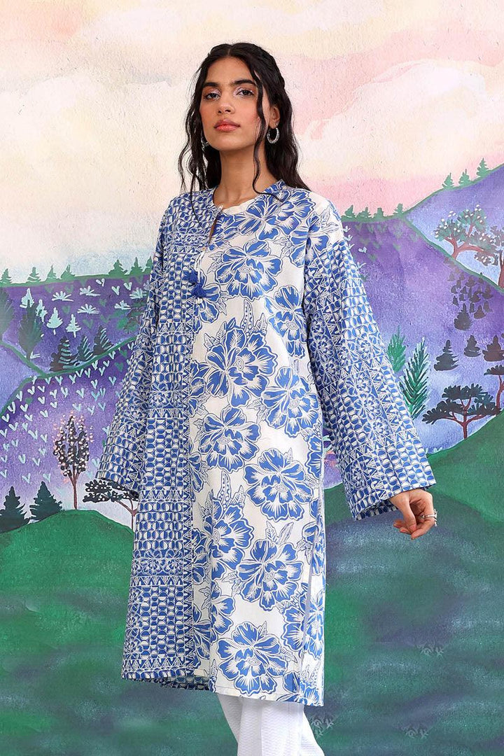 Generation - 1 Piece - Linocut Boxy Kurta - Blue - Lawn