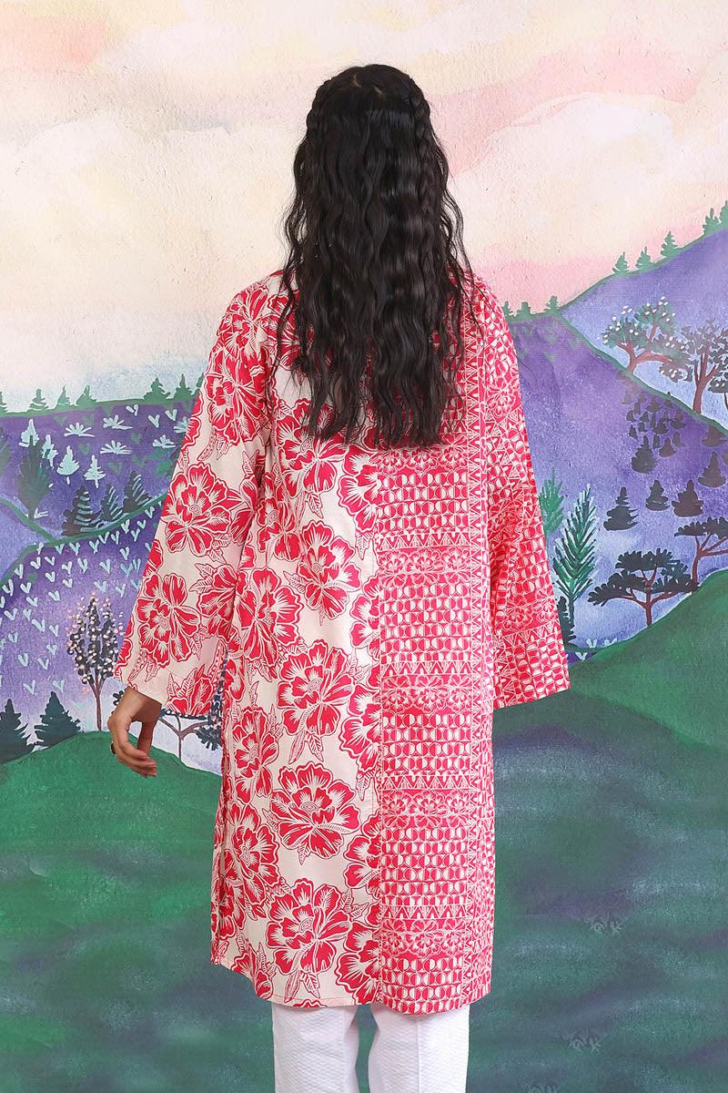 Generation - 1 Piece - Linocut Boxy Kurta - Pink - Lawn